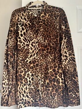 Leopard Print Women's Blouse - Brown Animal Print